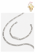 Silver Figaro Identity Bracelet and Chain