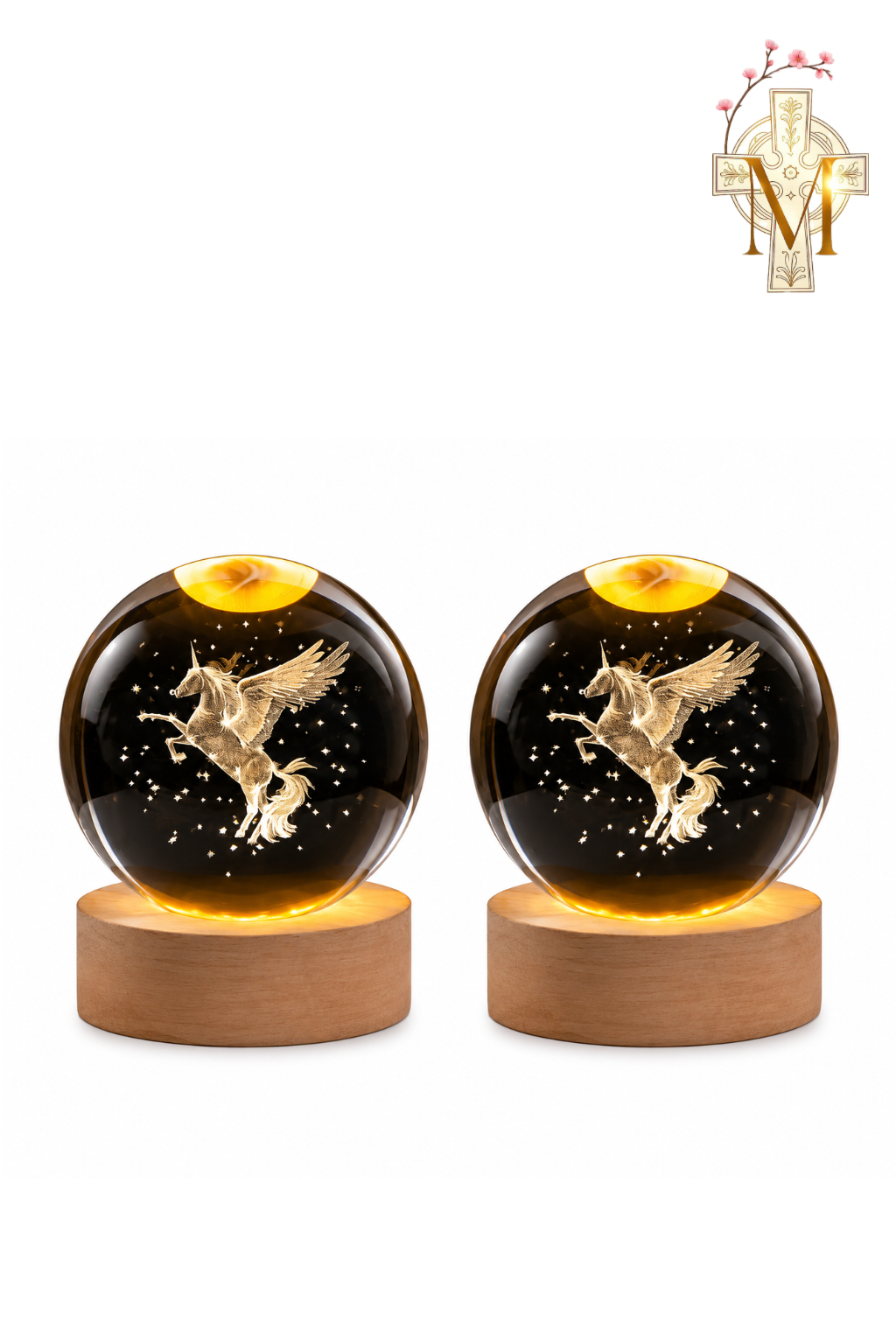 Enchanted Golden Unicorn Crystal Globe