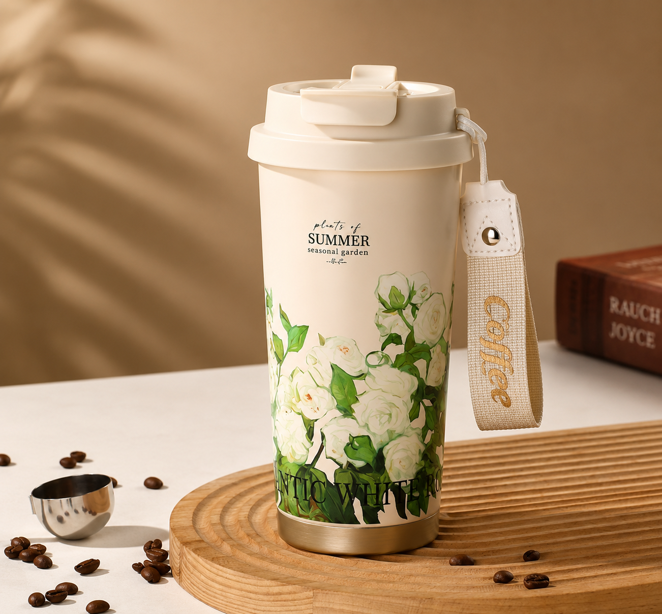 Ivory Bloom Travel Tumbler